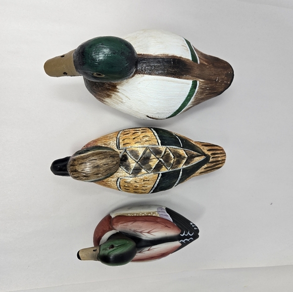 Family Of Ducks Dad, Mom & Baby 2 Larger Ones Resin Small Ceramic? Vtg Hand Made - Picture 8 of 13